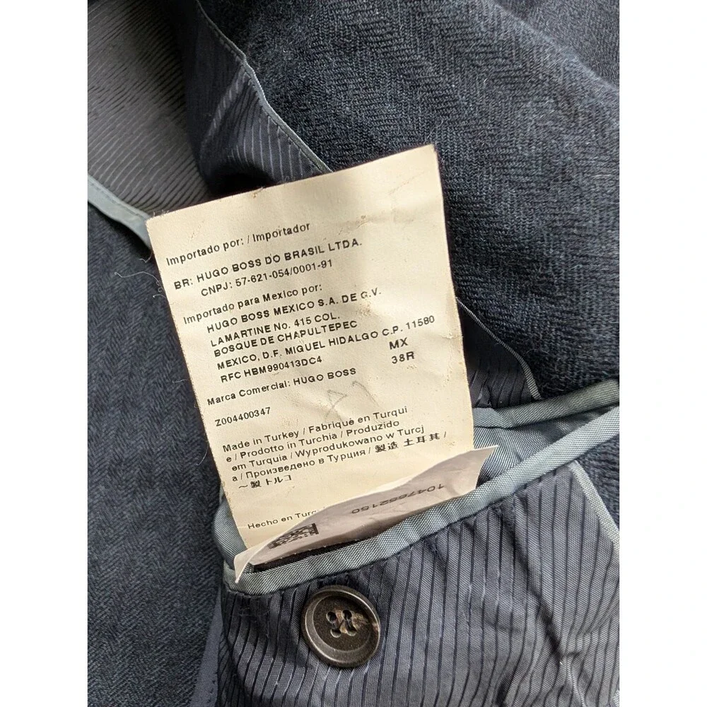 Hugo Boss The Jesse Blue Gray Solid Textured Blazer Sport Coat 38R